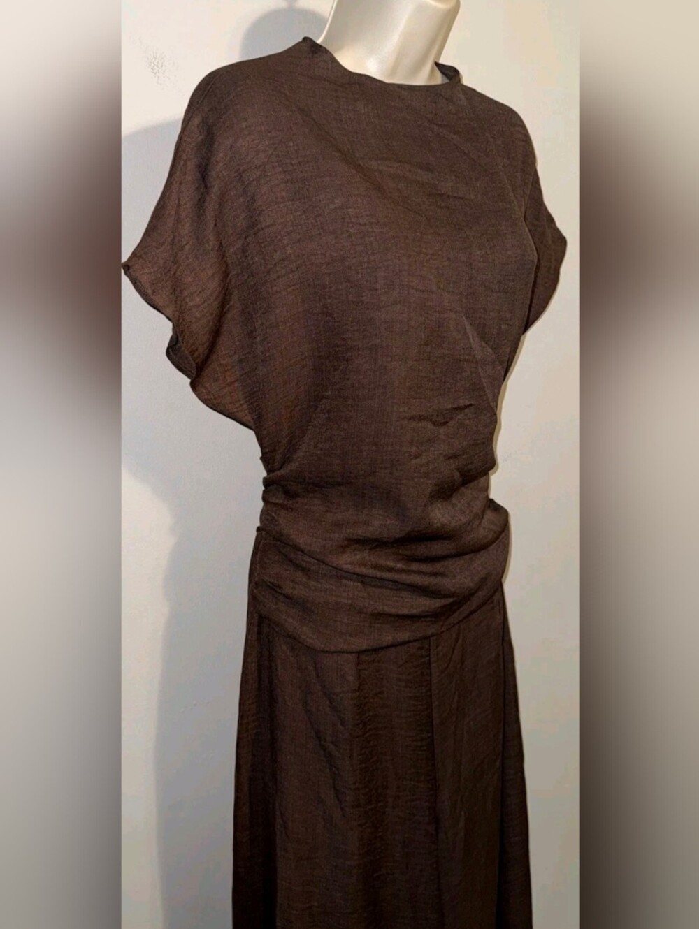 Wide-Leg Back-Tie Jumpsuit in Chocolate Brown - Picture 5 of 11